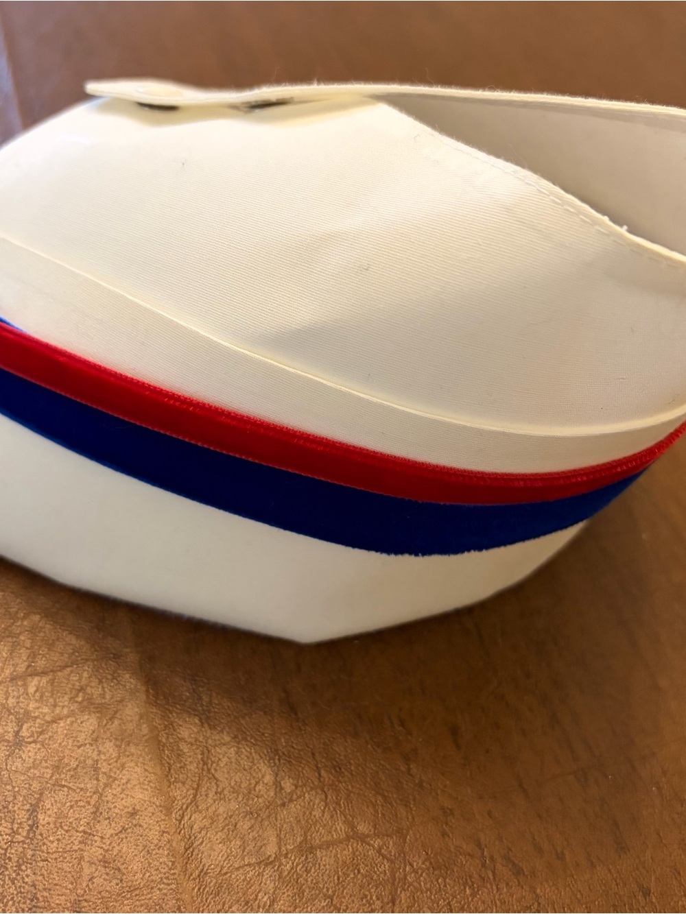 Kids White Sailor Hat with Red and Blue Trim